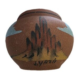 Vintage Rancho Feliz Signed NM Southwestern Pottery Bowl Desert Scene